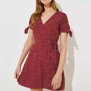 LOFT Dotted Tie Sleeve Skort Romper